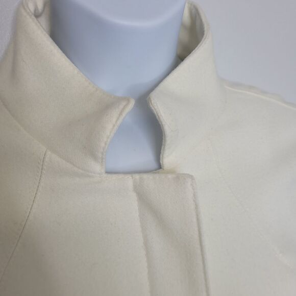 ZARA WOMAN coat cream‎ ivory zip up long peacoat jacket L - Picture 5 of 11